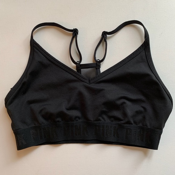 2 PINK Sports Bras Ultimate Victoria's Secret Black and Pink Sz S - Picture 11 of 15